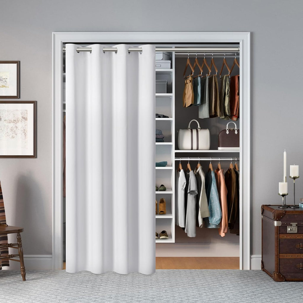 AOSKY Door Curtains for Doorway Privacy, White Grommet Closet Curtains for Bedroom, Door Window Curtain, Light Blocking Thermal Insulation Drapes for Living Room Set of 1 Panels, 25" W x 80" L