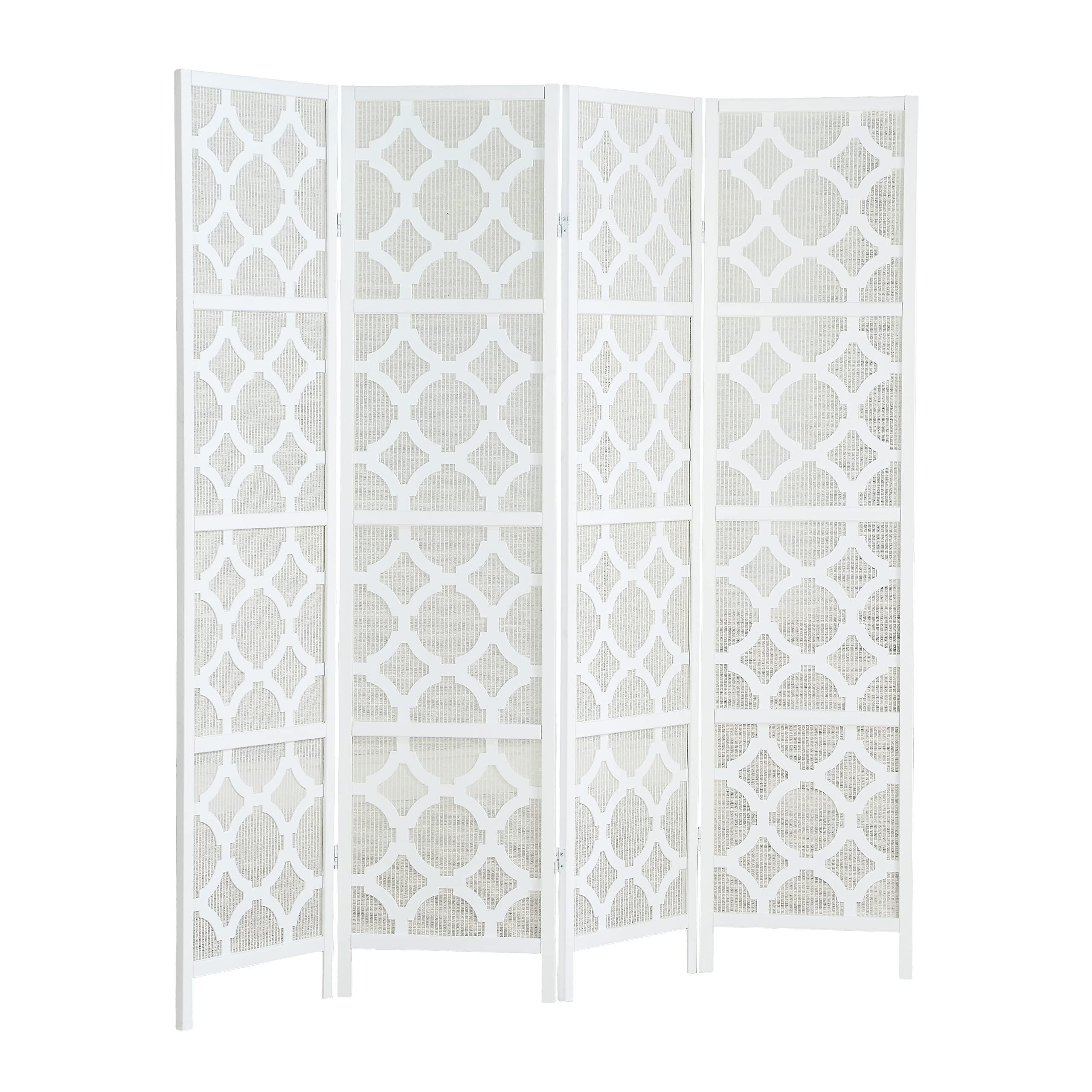 Roundhill Furniture Quarterfoil Infused Diamond Design 4-Panel Room Divider, Gold