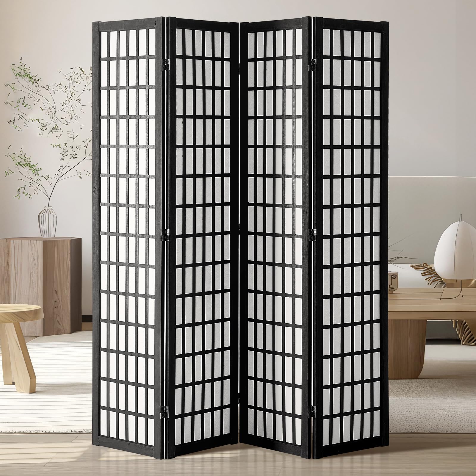 VEVOR Room Divider, 3 Panel Japanese Room Divider, Wood Folding Privacy Screen Indoor, Japanese Partition Dividers Portable Decoration Screens, for Room Separation Home Office Restaurant & Bedroom