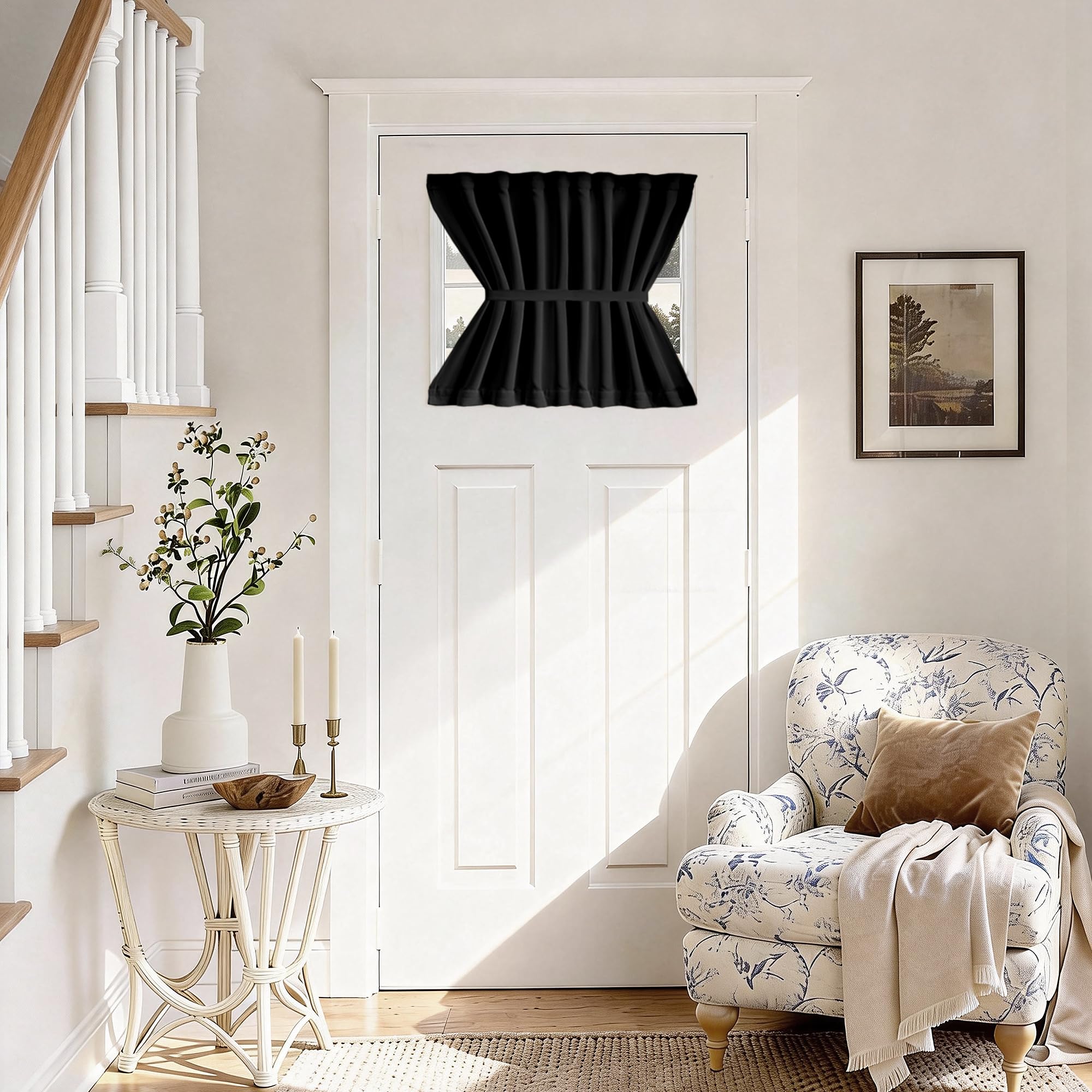 Vatge Self-Adhesive French Door Curtains - Rodless No Drill Light Filtering Window Treatment for Sliding Glass Doors, 1 Panel, W25 x L72, Greyish White