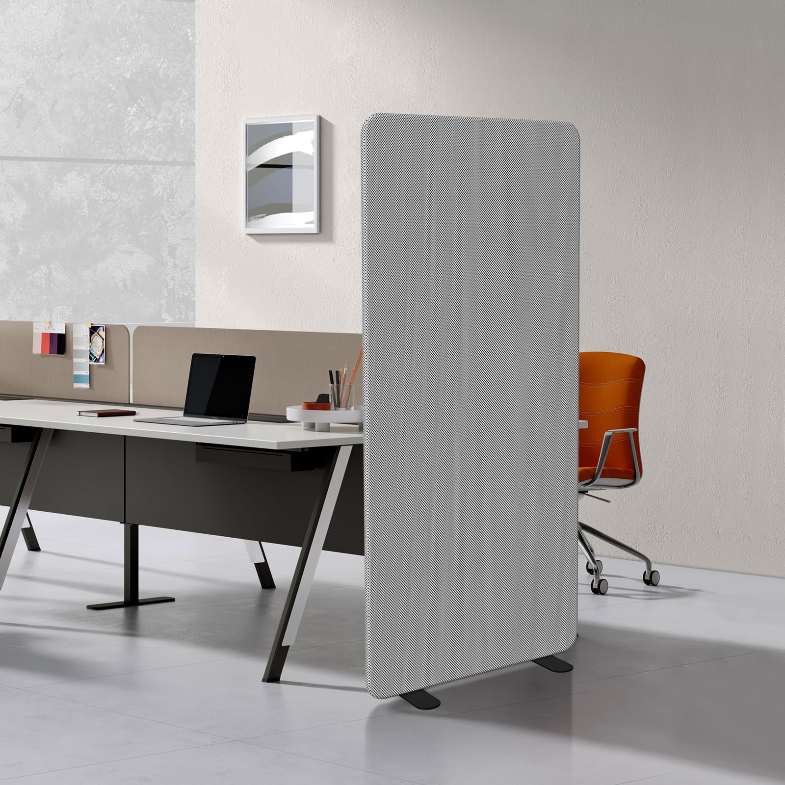 65"× 29" Standing Room Dividers Panel, Office Partitions, High-Density Fabric, Heavy-Duty Steel Pipe, Privacy Divider Panel Wall for Office, Home, Study, Video Conference, Gray