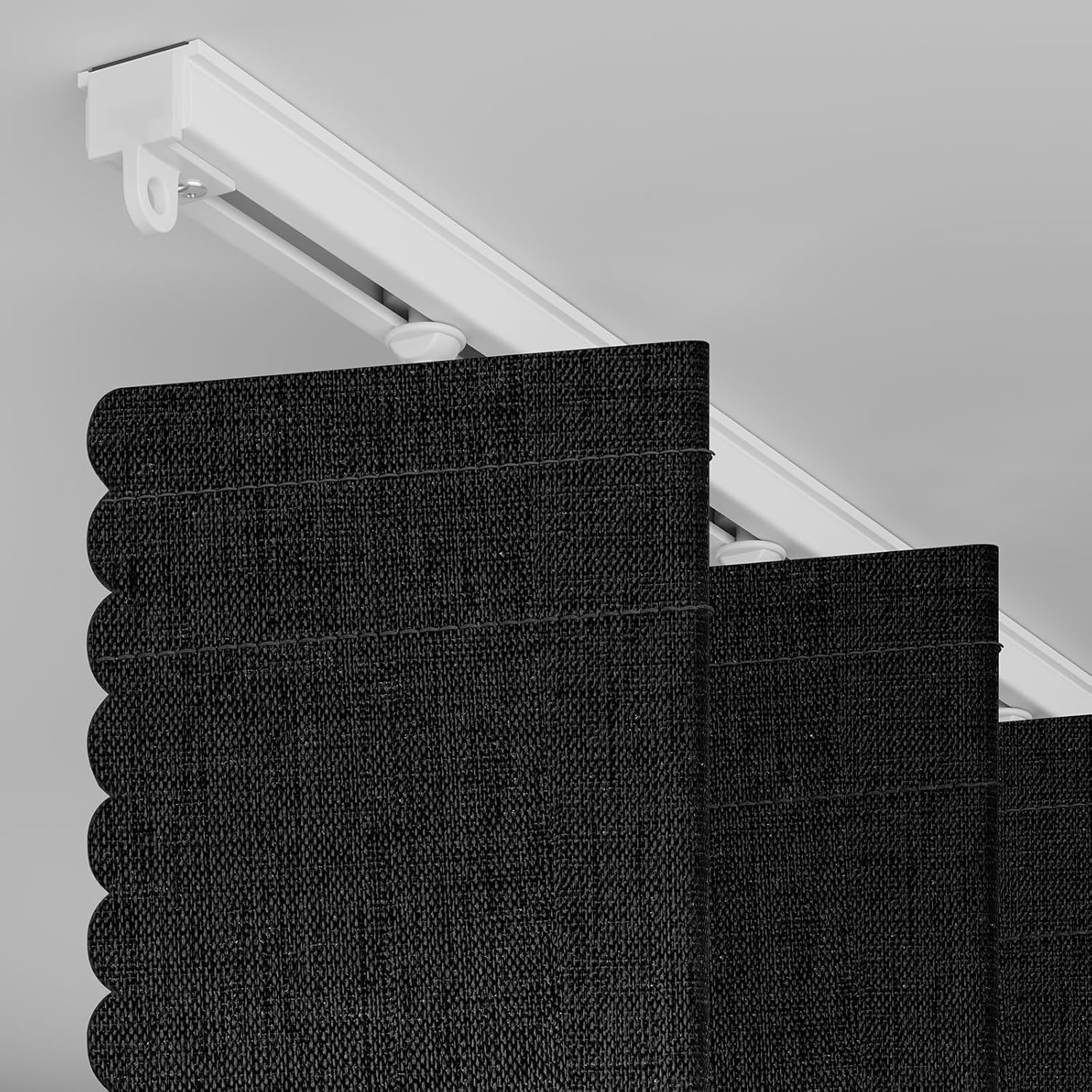 AJAZZ 100% Blackout Accordion Door Front Door Curtain Invisible Folding Doors Interior for Bedroom Living Room Doorway Curtain Sets Included Tracks (1Panel, 53W x 79 L, Black)
