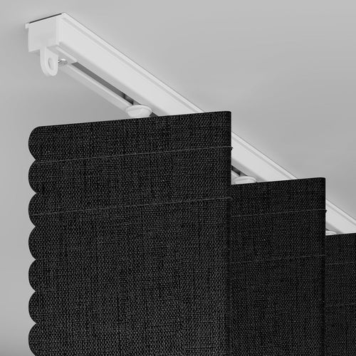 AJAZZ 100% Blackout Accordion Door Front Door Curtain Invisible Folding Doors Interior for Bedroom Living Room Doorway Curtain Sets Included Tracks (1Panel, 53W x 79 L, Black)