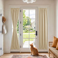 RYB HOME 100% Blackout French Door Curtain for Door Window with Dual Rod Pocket No Coating - Privacy Assured Thermal Insulated Room Darkening Drapes for Sidelight Window, W 26 x L 72, 1 Panel, Black