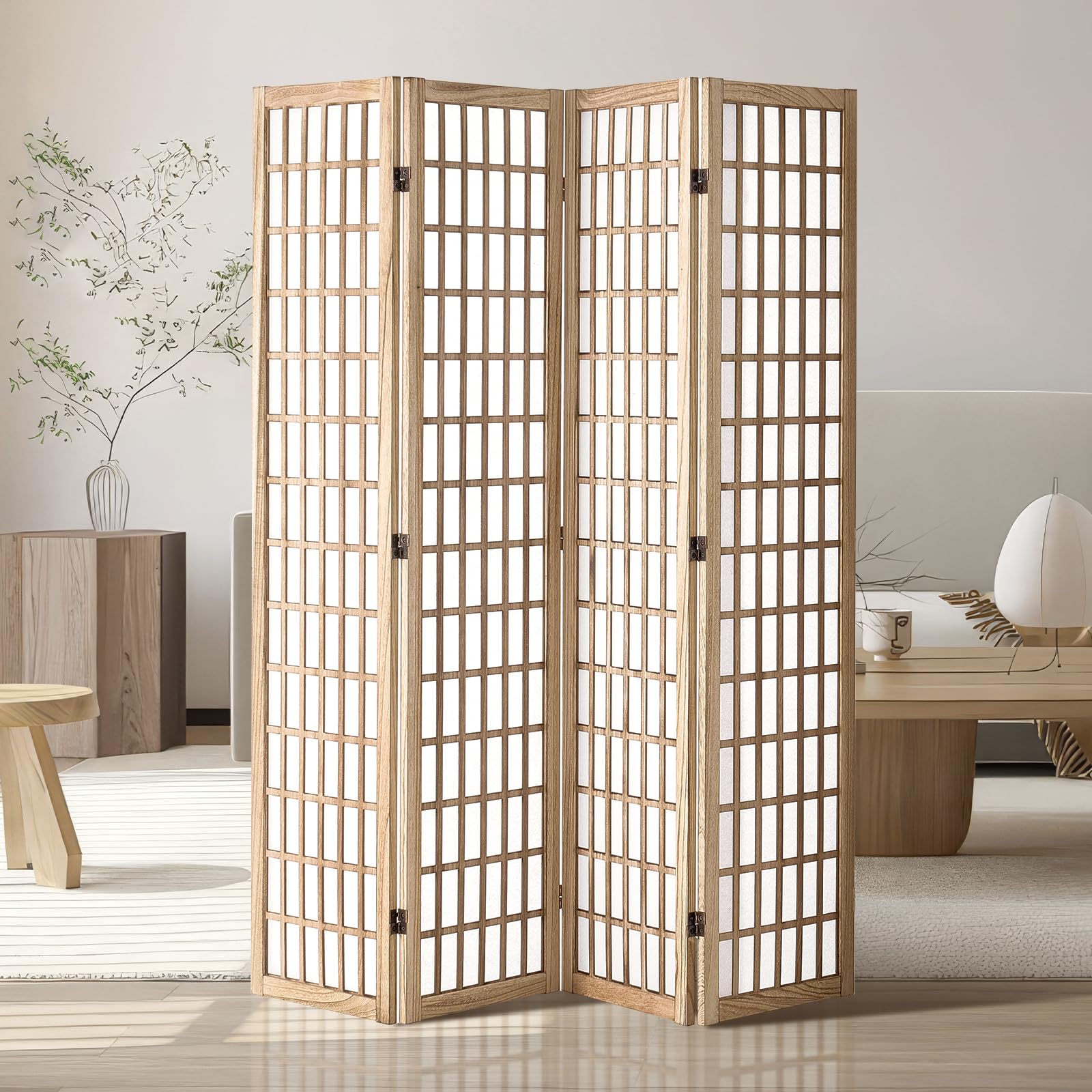 VEVOR Room Divider, 3 Panel Japanese Room Divider, Wood Folding Privacy Screen Indoor, Japanese Partition Dividers Portable Decoration Screens, for Room Separation Home Office Restaurant & Bedroom