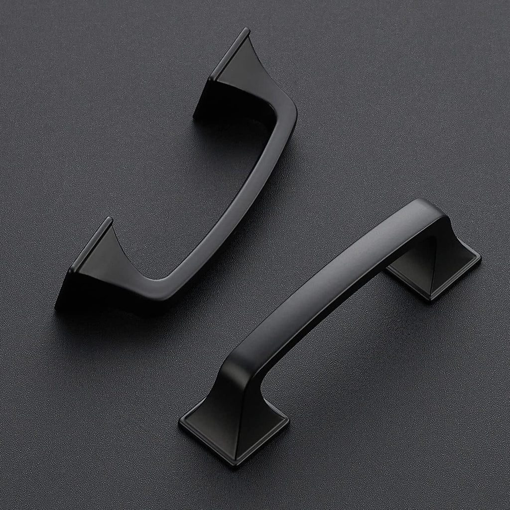 Ravinte 5 Pack Solid 3" Square Foot Arch Pulls Kitchen Cabinet Handles Matte Black Drawer Pulls Kitchen Cabinet Hardware for Cupboard Handles
