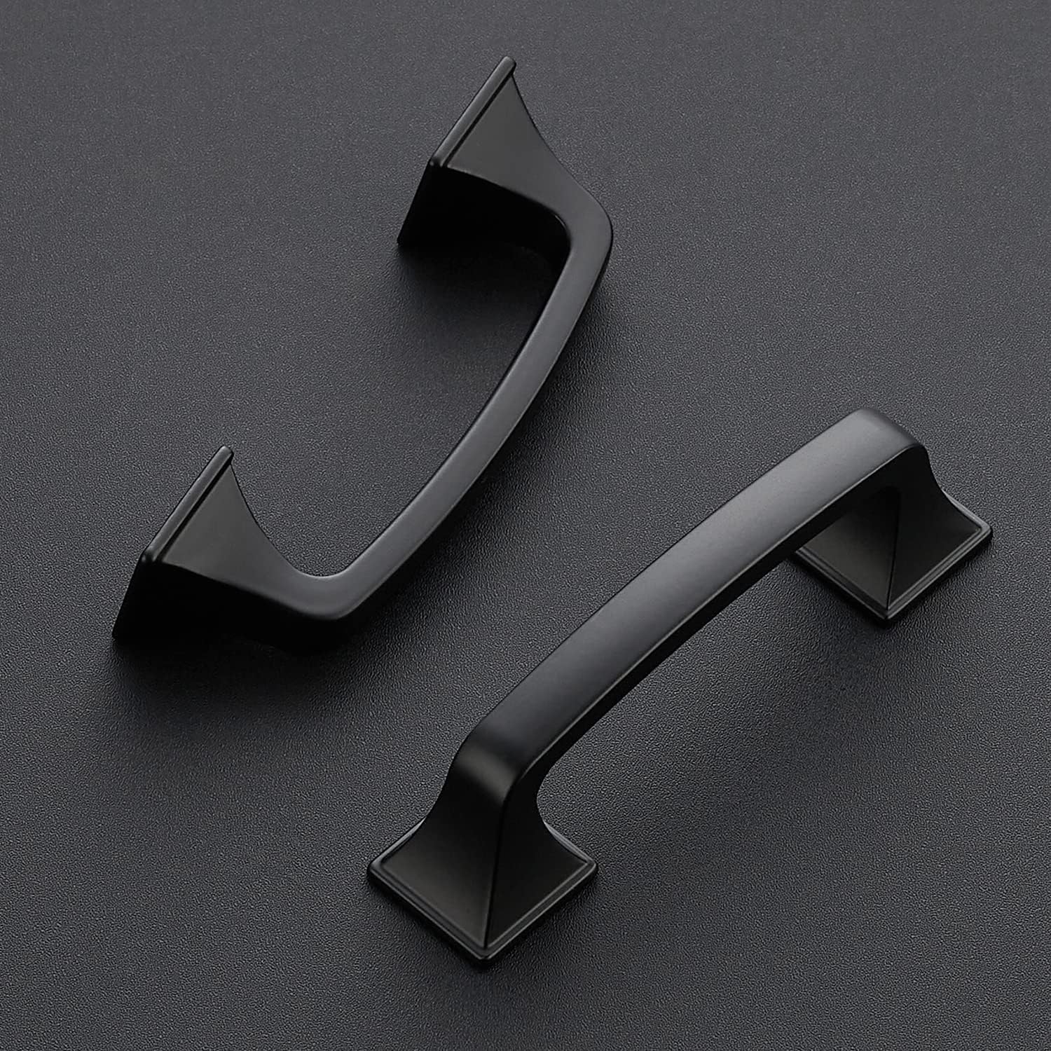 Ravinte 5 Pack Solid 3" Square Foot Arch Pulls Kitchen Cabinet Handles Matte Black Drawer Pulls Kitchen Cabinet Hardware for Cupboard Handles