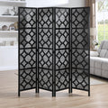 Roundhill Furniture Quarterfoil Infused Diamond Design 4-Panel Room Divider, Gold